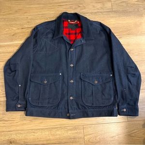 Filson Belltown Black Label Waxed Denim Jacket Red Plaid Lining Size Mens XL